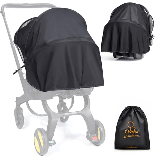 Image of Orzbow Baby Mosquito Net for Infant, Doona Car Seat | 2-in-1 Car Seat Canopy & Mosquito Net, Breathable Carseat Sun Shade, UV Protection Lightweight Canopy Cover, Baby Summer Outdoor Essentials, Black