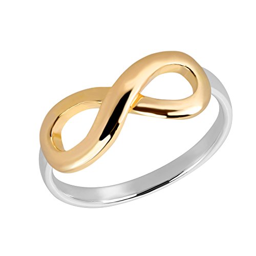AeraVida Two Tone Forever Love Infinity Gold Vermeil over .925 Sterling Silver Promise Ring (9) | Two Tone Rings | Infinity Ring for Women