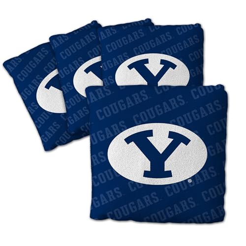 YouTheFan Officially-Licensed NCAA BYU Cougars Set of 4 Cornhole Bags - All Weather Regulation 6” x 6” Size - 16oz Weight - Designed in USA
