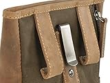 Greenburry Hunde Leckerlibeutel Leckerlitasche Futtertasche Futterbeutel Leder Belohnungstasche für Hund und Pferd Vintage antikbraun mit Gürtelschlaufe und Befestigungsclip DB3