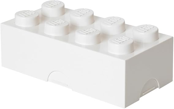 LEGO Lunch Box with 8 Knobs   Food-Grade, Dishwasher Safe, Versatile Storage Container, Pencil Case, Snack Box, 950ml, for Kids & Adults White