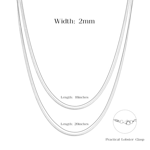Silver Chain Necklace for Women, 2mm/3mm Box Chains for Women, 18/20 inch, Trendy Jewelry Gifts for Mom Friends4
