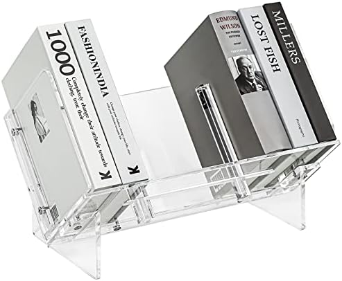 Aizesuro Acrylic Tabletop Bookcase, Bookshelves, Cd/Magazine Storage Organizer Rack for Home Office, Living Room, Bedroom