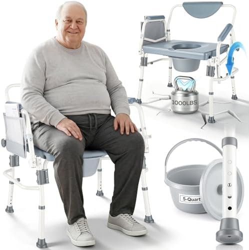 1000LBS Drop Arm Bariatric Bedside Commode, 23" Extra-Wide Seat