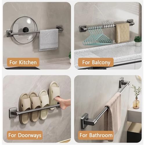 Porte-serviettes mural 60cm blanc avec support pour cache-pot - 5