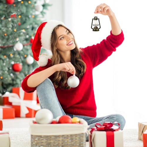 Miniatura 8 de Doitool 10 Mini Farolillos Farolillos Lámpara De Aceite Vintage Colgando Farol De Queroseno Linterna Casa De Muñecas En Miniatura Para Micro Paisaje Adorno Para Fiestas De