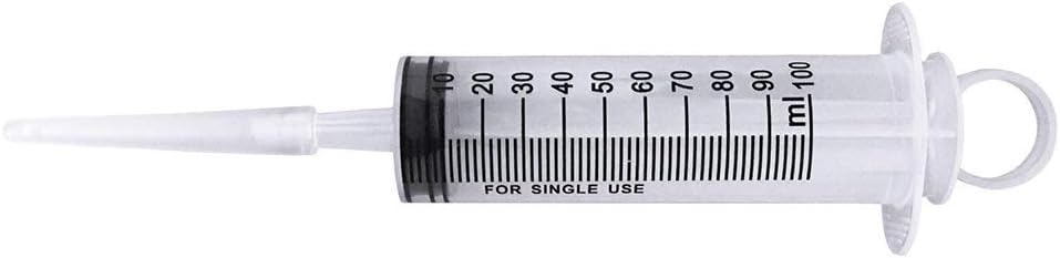 100ML Rounded Tip Plastic Rough Mouth Syringe Feeder for Hydroponics Nutrient Measuring,Watering, Refilling,Scientific Experiment