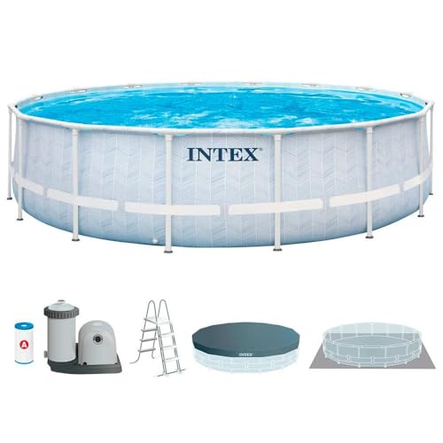 Intex - 26746NP - Kit Piscine Tubulaire Ronde Chevron (Ø) 4,88x (h) 1,22m