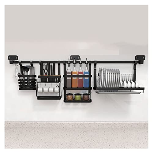 Escurridor de platos de pared para cocina, estante de especias, soporte de mesa de cortar, organizador multifunción con varilla de 120 cm