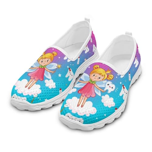 Coloranimal Mocassins pour femme - Chaussures de marche à enfiler avec semelle antidérapante - Baskets athlétiques, Blue Purple Tooth Girl, 42 EU