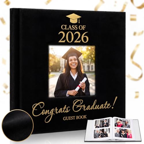 ReliThick Velvet Graduation Photo Album Holds 200 Pcs 4x6 Inch Photo 2026 Velvet Album with Front Window Memory Albums Scrapbook for Holiday Christmas Gift College High School Graduate Gift