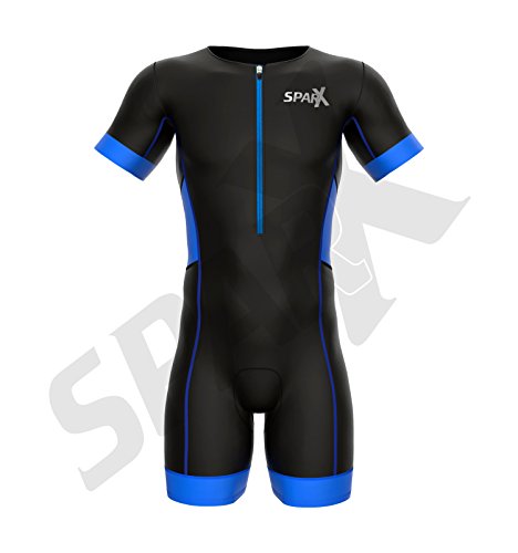 Sparx Men Elite Aero Short Sleeve Triathlon Suit Skinsuit Team Tri Suit Swim Bike Run (Blue, Xl) #TOP2
