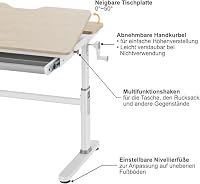 HOKO Kinderschreibtisch höhenverstellbar 100x60 cm mit Aufsatz & Buchstütze – Ansicht 4