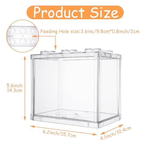 QTLCOHD 4 Pack Small Betta Fish Tank, 0.6 Gallon Mini Aquarium Tank, Clear Stackable Fish Bowl, Acrylic Tiny Cube Tank for Beta Fish Sea Monkeys Shrimp Snails