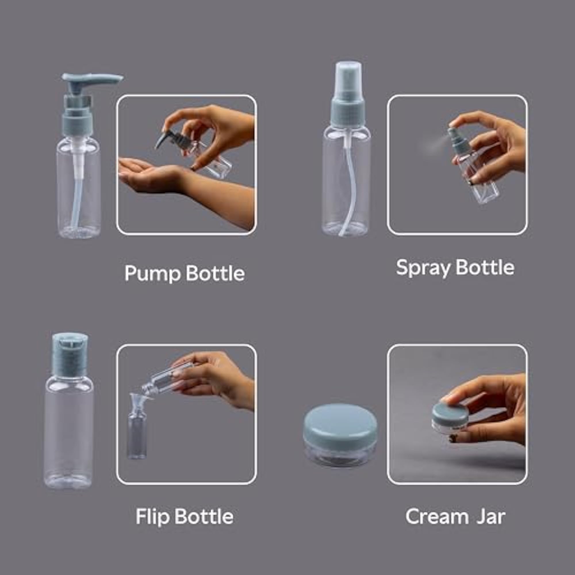 9 Pcs Refillable Travel Bottles Set for Toiletries