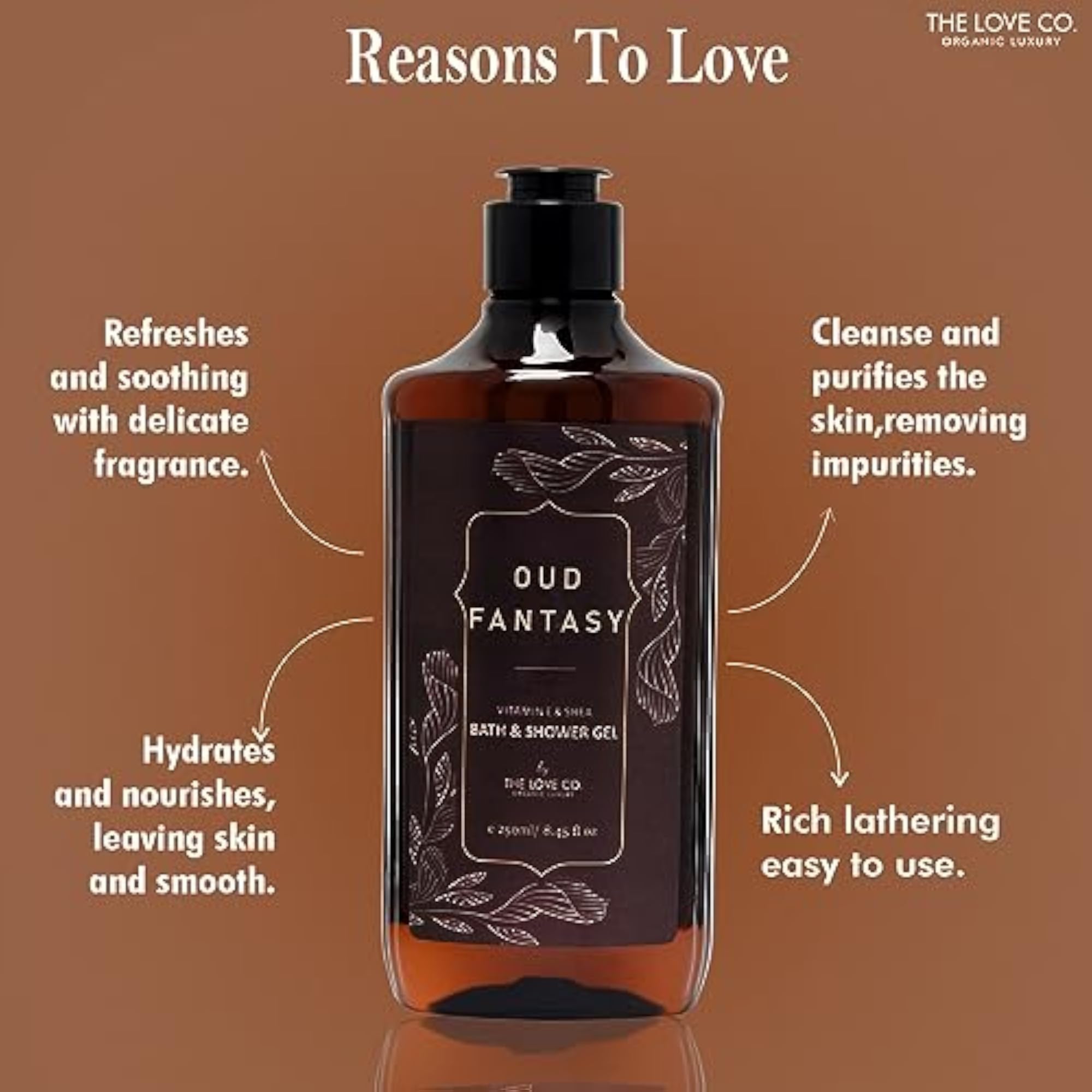 Luxury White Oud Body Wash for Women & Men, Vegan Cleanser