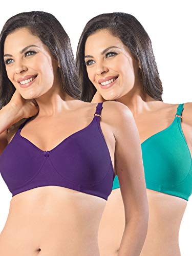 Image of SONARI Womens Non Padded Cotton Spandex Bra | Wire Free, Medium Coverage, Essential Bra | Adjustable Straps, Hook and Eye Closure and Wide Square Back Design for Everyday Comfort -D14