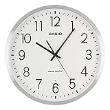 CASIO(カシオ) 掛け時計 壁掛け時計 電波時計 シルバー アナログ アルミ枠 夜間秒針停止 IQ-2100J-8JF
