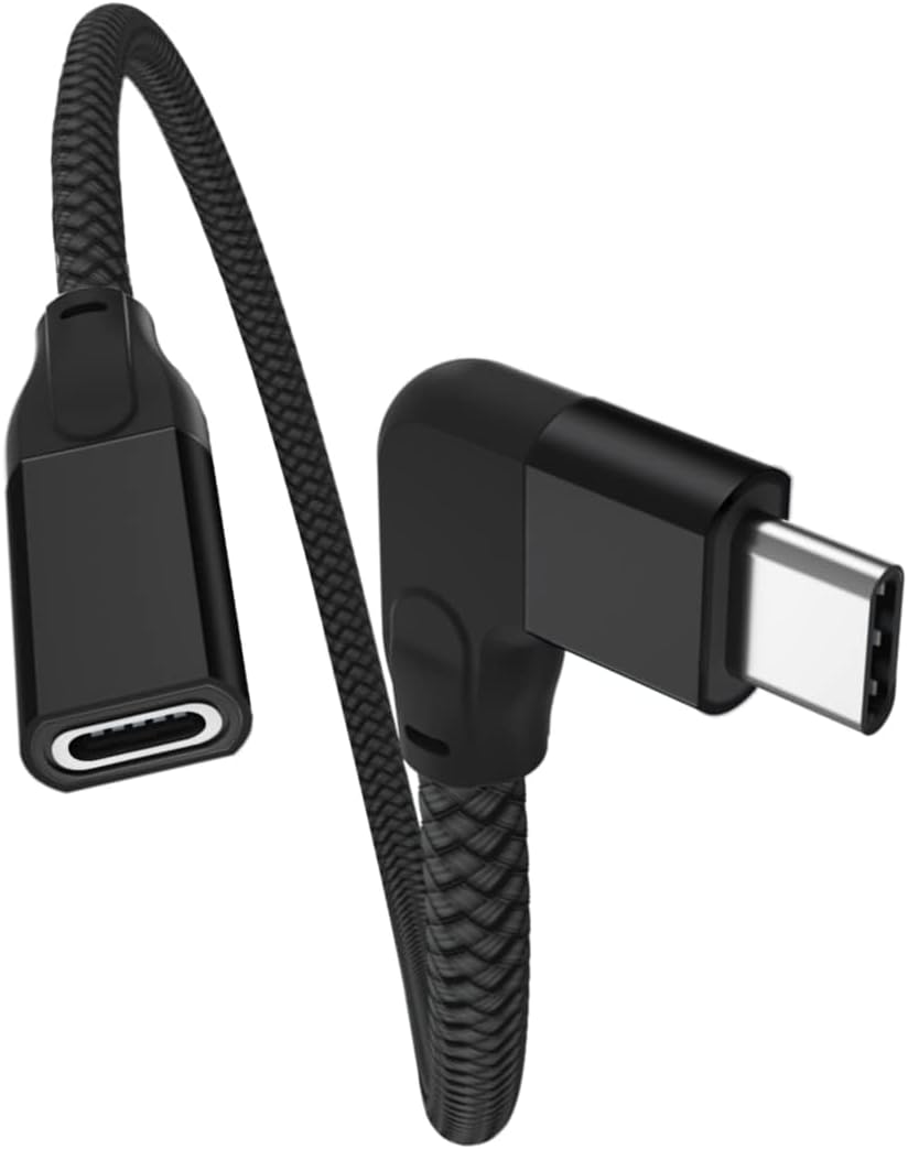 Itramax Right-angle USB C Extension Cable 0.66FT,Type-C 3.1 Gen2(10Gbps) Male to Female Extender,90-degree/L-shape Thunderbolt 3 Cord for iPhone15,MacBook,Mac,iPad Pro/Air 4/Mini 6,Nintendo Switch,16