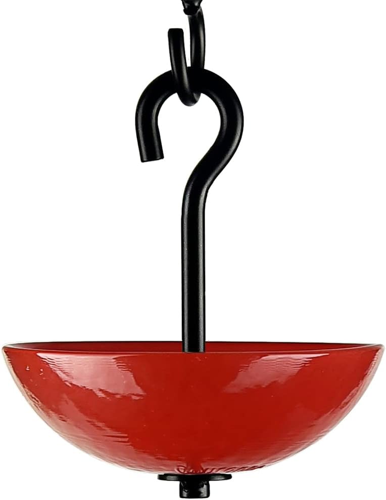 Mosaic Birds M386-200-76 Single Hanging Poppy Feeder, Ruby Red