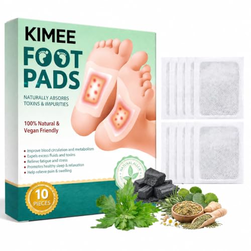 KIMEE Detox Foot Patches for Weight Loss & Toxin Removal | Natural Ginger Herbal Foot Pads for Deep Cleansing & Body Detox | Foot Patch for Pain Relief & Detoxification | Foot Pads for Women & Men (10 PCS, A)