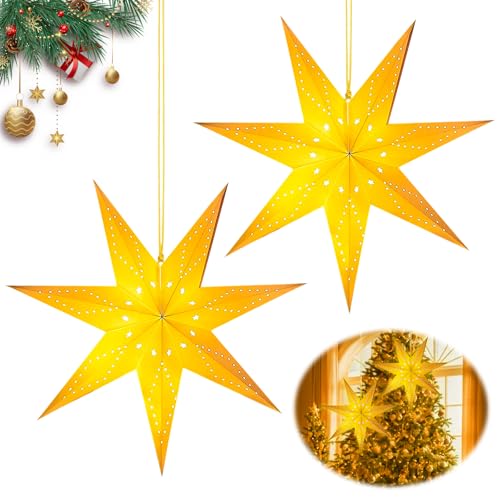 GAROMIA 45cm Weihnachtsstern Papierstern Beleuchtet zum Aufhängen 2...