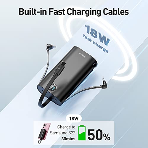 Iwalk Portable Charger 4800Mah Usb C & 9000Mah Power Bank With Built-In Cables Compatible With Iphone 14/13/12, Samsung, Google Pixel, Oneplus, And More #TOP4