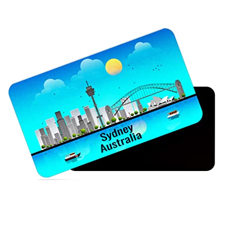 Image of dhcrafts Rectangular Rubber Fridge Magnet /Magnetic Card Blue Australia Sydney Design Pack of 1 (8.6cm x 5.4cm)