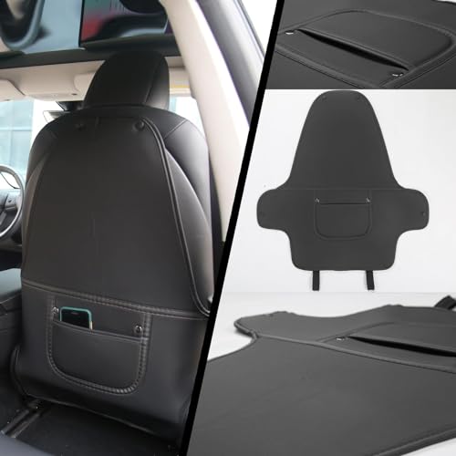 Image of 2 Pack Kick Mats Back Seat Protector Compatible with Tesla Model Y & Model 3 Highland, Black Seat Back Kick Protector