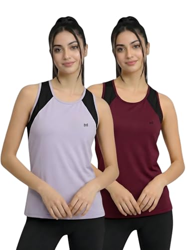Image of White Moon Women's Gym Tank Top Combo | Pack of 2 Sleeveless Sports T-Shirts for Running, Training & Yoga