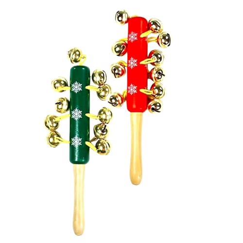 Christmas Jingle Sleigh Bell Stick, Great musical bells for Christmas. (Green)