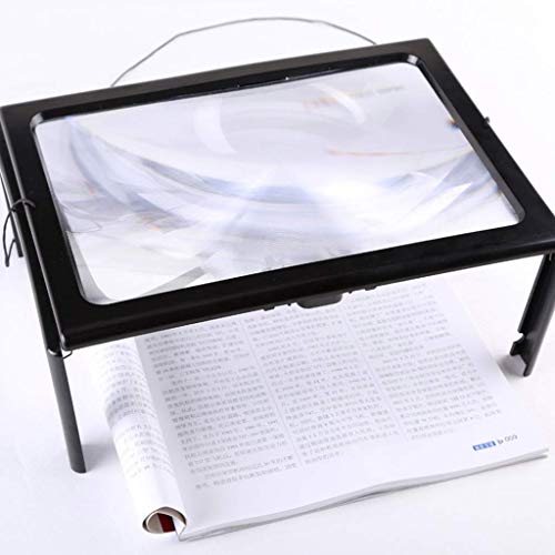 Desktop Magnifier Magnifying Glass With12 Leds, Black Extra Large Rectangle Handheld 3X Magnifier For Seniors Reading,Jewelry Loupe Coins Crafts,A4 Full Page Magnifier Hands Free Foldable Gxfc #TOP2