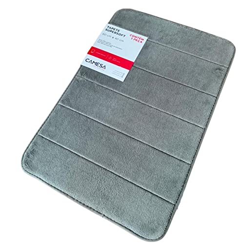 Tapete De Banheiro Antiderrapante Emborrachado Macio Super Soft Camesa Cinza Escuro 60x40cm
