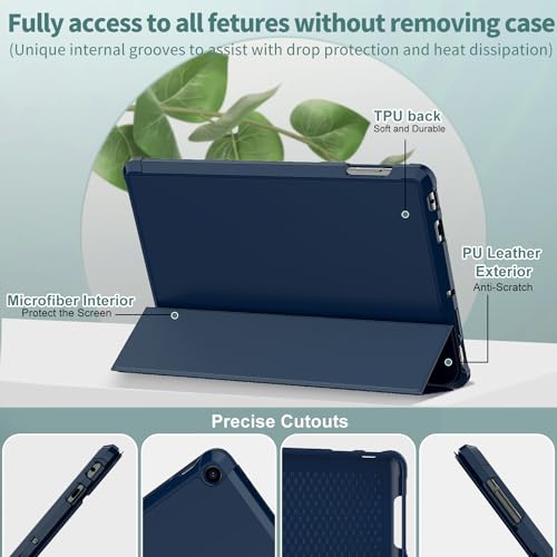 Fire HD 10 Tablet Case(13th Gen, 2023), Sonlaryin Dual Angle Lightweight Trifold Stand with Soft TPU Back Case for Fire HD 10 Kids & Kids Pro Tablet, Auto Wake/Sleep, Not Fit iPad Samsung, Navy Blue - Image 4