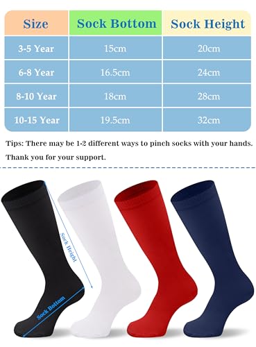Duufin 8 Pairs Soccer Baseball Softball Football Socks for Youth Boys Girls Kids Unisex Knee High Athletic Socks2