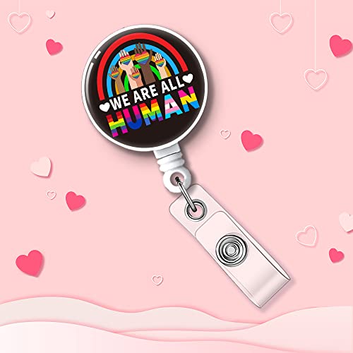 Hafhue We Are All Human Retractable Badge Reel With Alligator Clip Funny Badge Gift For Office Worker Boss Coworkers Nurse Doctor Occupational Therapist Firefighters Engineers #TOP4