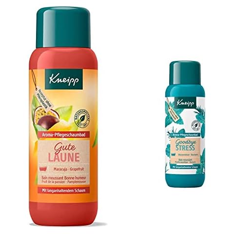 Kneipp Aroma-Pflegeschaumbad Gute Laune, 1er Pack & Aroma-Pflegeschaumbad Goodbye Stress - Badezusatz mit ätherischen Ölen aus Rosmarin & Wasserminze 400ml Cover