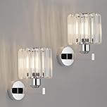 ANWIO Wall Lights,Bedroom Wall Lights,Silver Wall Light for Living Room,E27 Wall Light Shade Ceiling,Morden Crystal Wall Ceiling Light,Indoor Crystal Wall lamp(2 PCS,E27 Base,NO Bulbs)