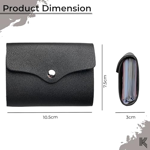 Image of Kraptick Card Holder Wallet - Slim Credit Card Holder, Visiting Card Organizer, Multi Slot Pocket Card Wallet with Secure Closure, Compact Travel Card Case-(Black)