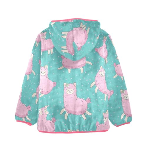 OTVEE Pink Llama Kids Hoodie Jacket Fall Spring Full Zip Warm Outwear Coat2