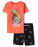 The Children's Place,Boys,100% Cotton Sleeve Top and Shorts 2 Piece Pajama Set,Capybara,10
