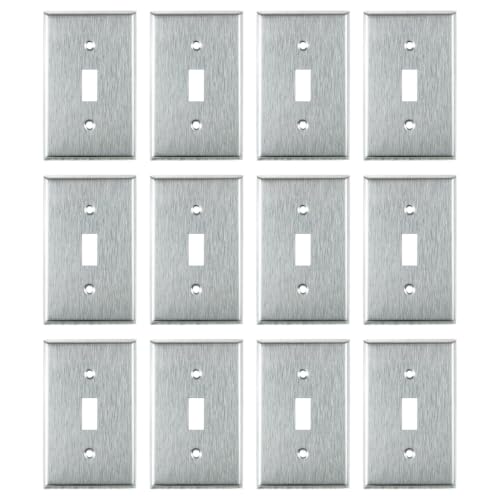 Sunlite 40899-SU 1-Gang Toggle Switch Plate, Steel, Standard 4.5 in X 2.8 in Size, Matching Screws Included, UL Listed 12 Pack