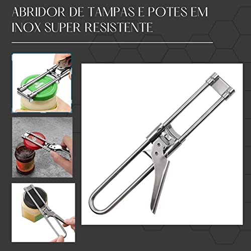 Abridor de Tampas Potes Universal Aço Inox Super Resistente