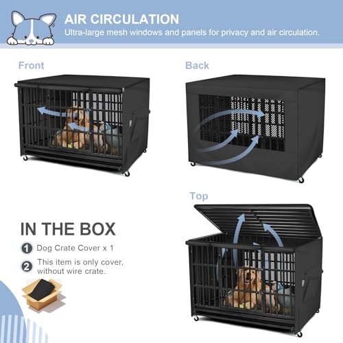 Explore Land Capa de gaiola de cachorro de 91 cm respirável poliéster para canil para animais de est