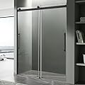 ANZZI 76 x 60 inch Frameless Shower Door in Matte Black | Stella Water Repellent Glass Shower Door with Seal Strip Parts and Handle | Easy Glide Rollers Sliding Shower Door | AMZSD05902MB