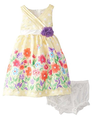 Nannette Infant Girls Yellow Ruffled Satin Lined Dress 2 PC Sundress 12 Months