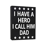 JennyGems Dad Gifts, Dad Birthday Gift, I Have A Hero I Call Him Dad Wood Sign, Gifts for Dad, 8x6 Inches, Wood Box Sign, Decorative Plaque for Dad, Gifts for Dad from Daughter, American Made