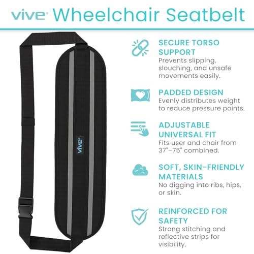 image for Vive Wheelchair Seatbelt - Safety Belt for the Elderly - Harness for A