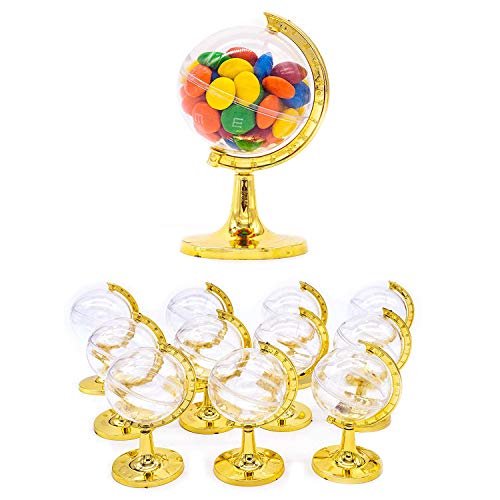 12 Pieces Fillable Mini Round Gold Plated Earth And World Shaped Globe Party Favors (Assembly Required) #TOP6