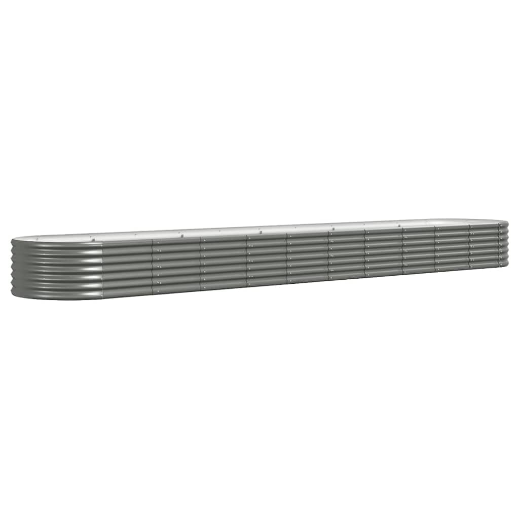Cama elevada de jardín de acero galvanizado barnizado con polvo gris, 440 x 80 x 36 cm, jardinera ovalada para plantas, verduras y hierbas aromáticas, estructura robusta y resistente